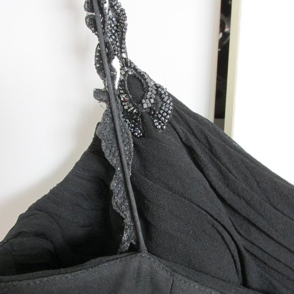 Anne Klein Black Silk Chiffon Beaded Strap Dress NYE Size 6 - Picture 10 of 12